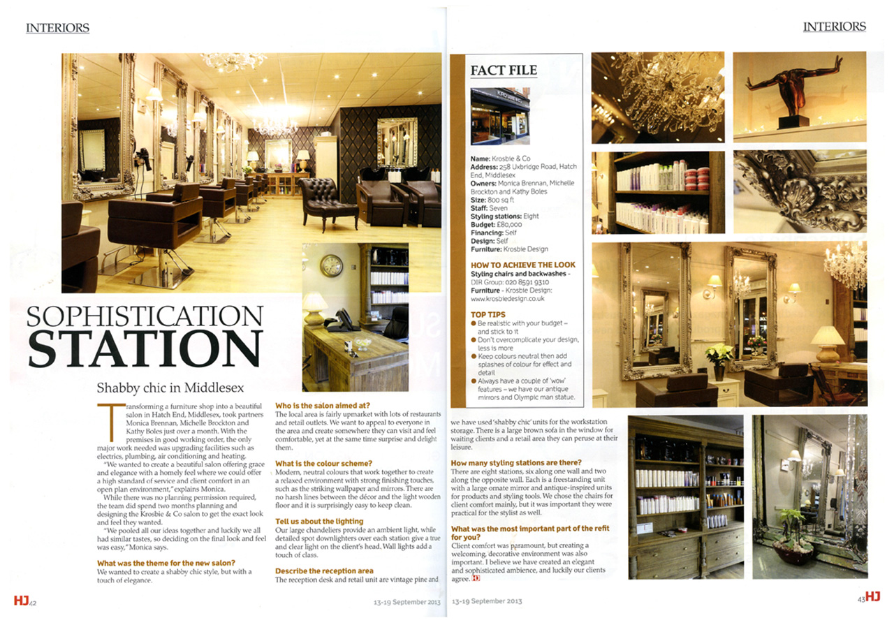 Krosbie and Co. Interior photographs - Hairdressers Journal International | Jon Kempner Photography